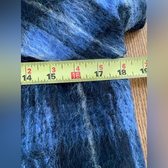 Eryn Brinie Made In Italy Winter Wool Coat Metallic Blue Sz S Oversized Collar - Picture 10 of 11